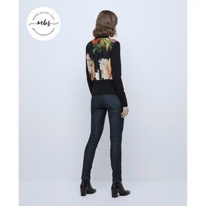 Ted Baker Floral Detail Back Golden‎ Buttons Cardigan Black Women Size 8